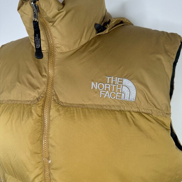 The North Face 700 Men's Sz M Goose Down Gold Yellow Retro Nuptse Puffer Vest - Picture 3 of 13